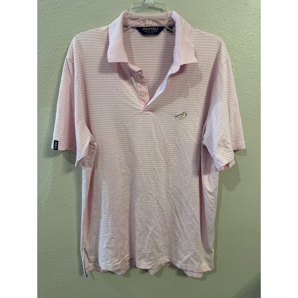 Polo Golf Ralph Lauren Pink Striped‎ Performance Golf Polo Shirt